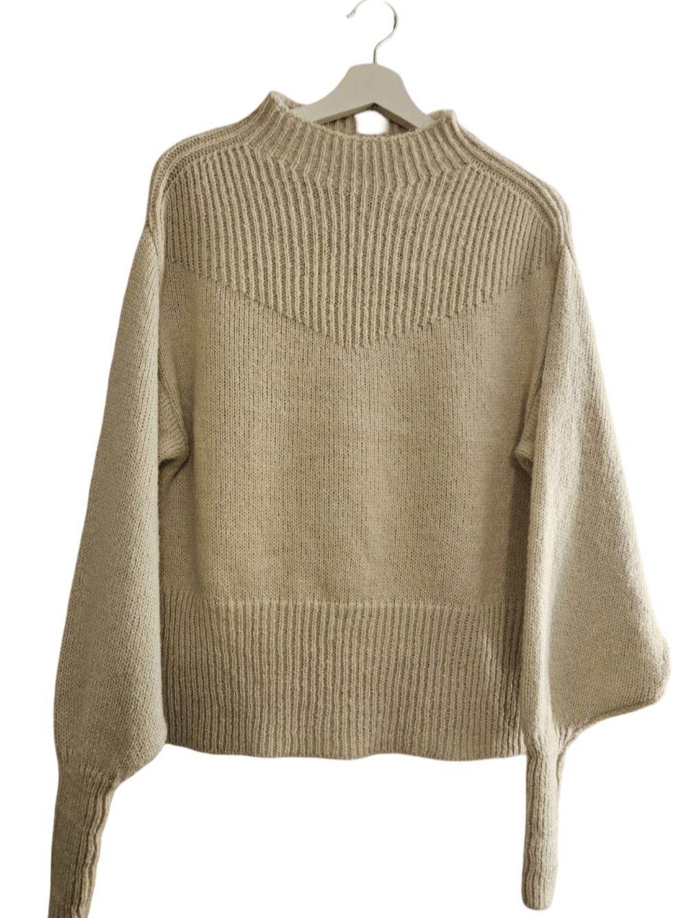 Zenana Outfitters Cream Ribbed Mock Neck Sweater